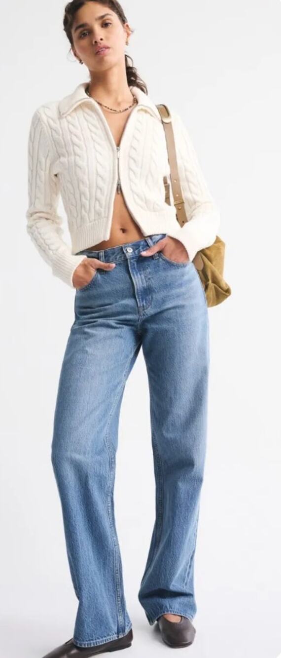 Abercrombie & Fitch‎ Women's NWT The Loose High Rise Medium Wash Jeans